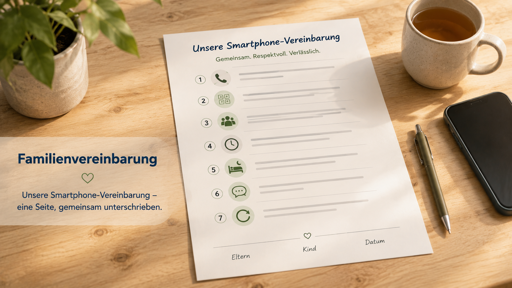 Familienvereinbarung auf einer Seite